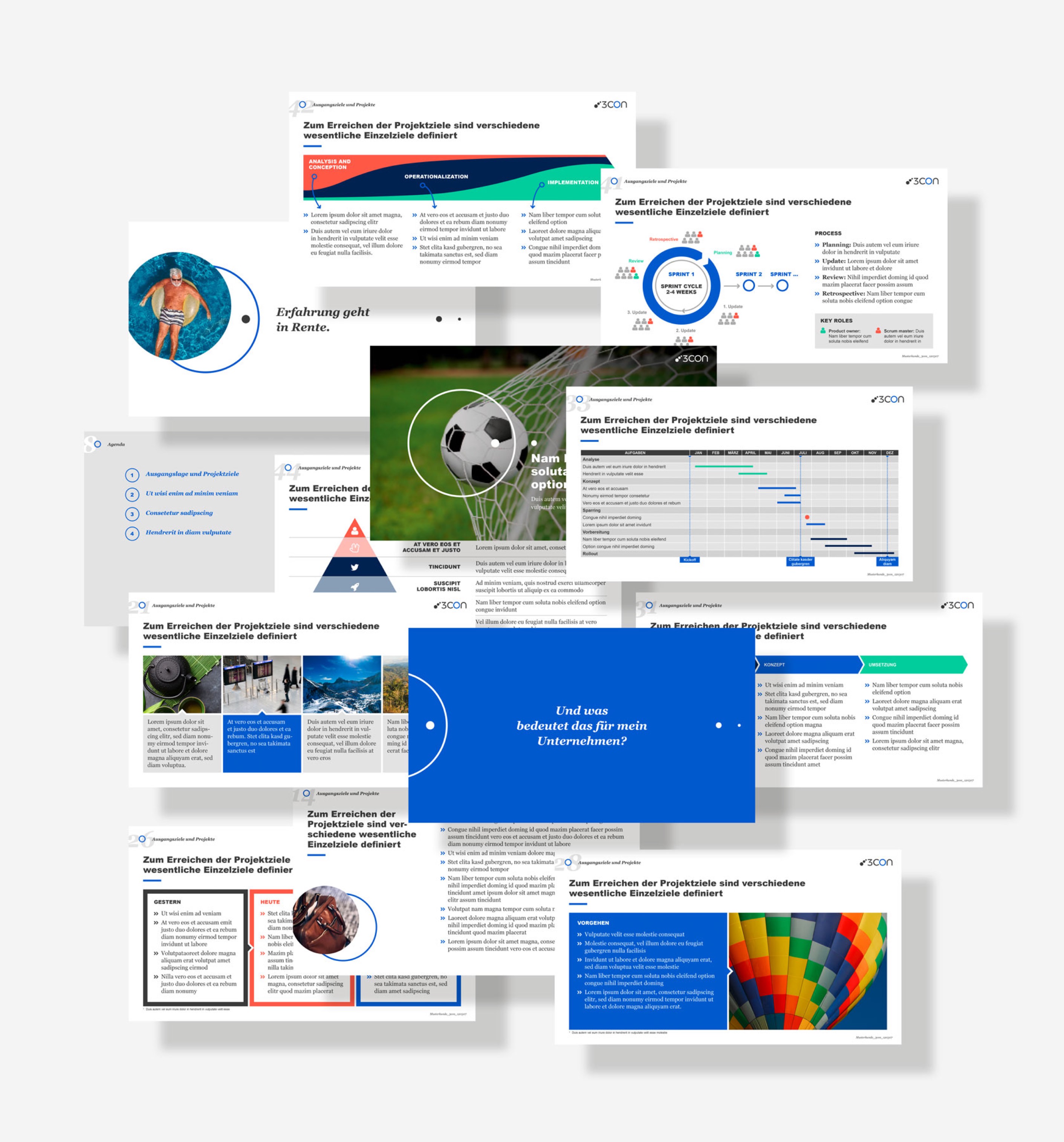3con Corporate Design auf PowerPoint-Folien.