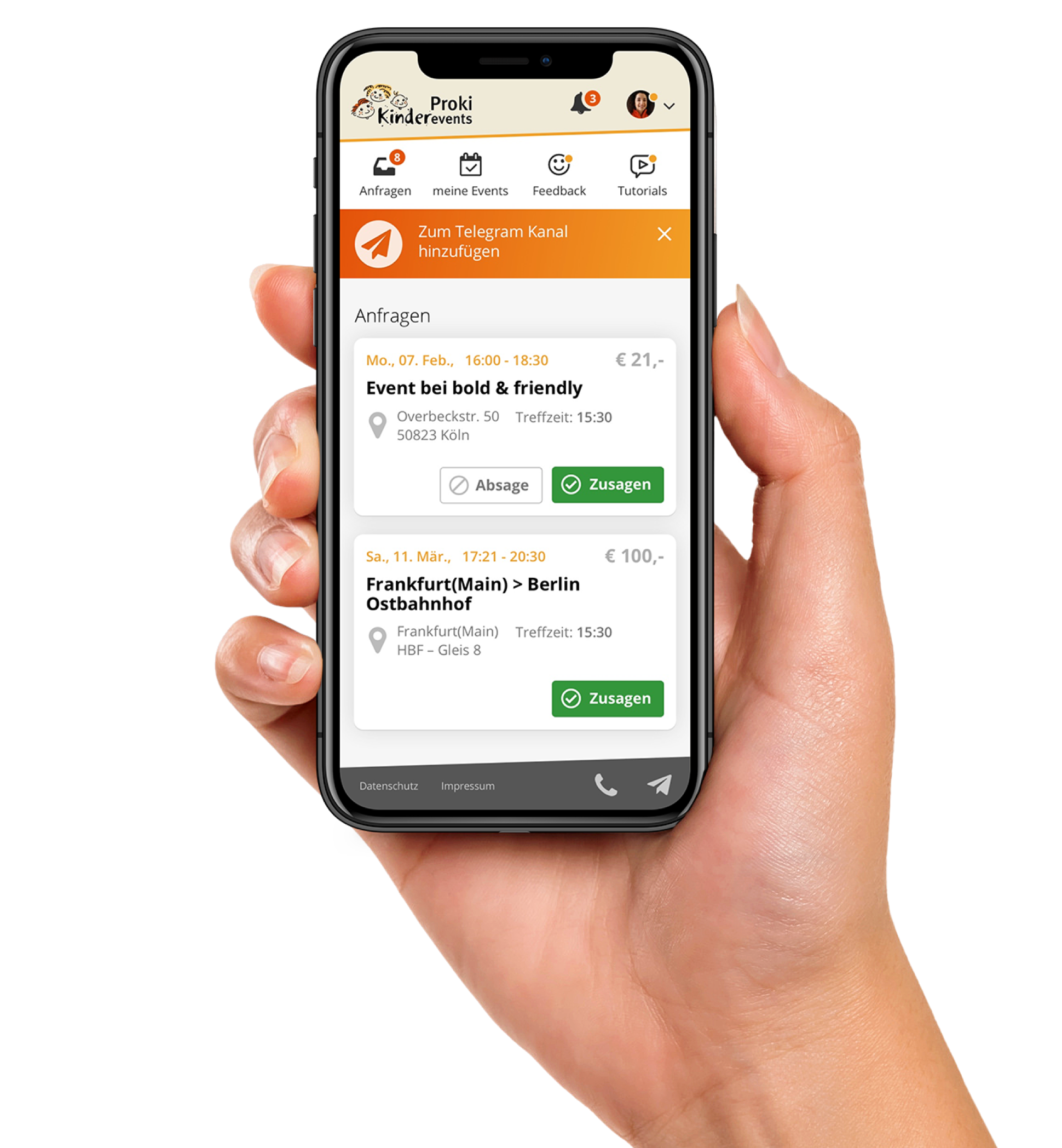 Proki UI Design mobile device hand