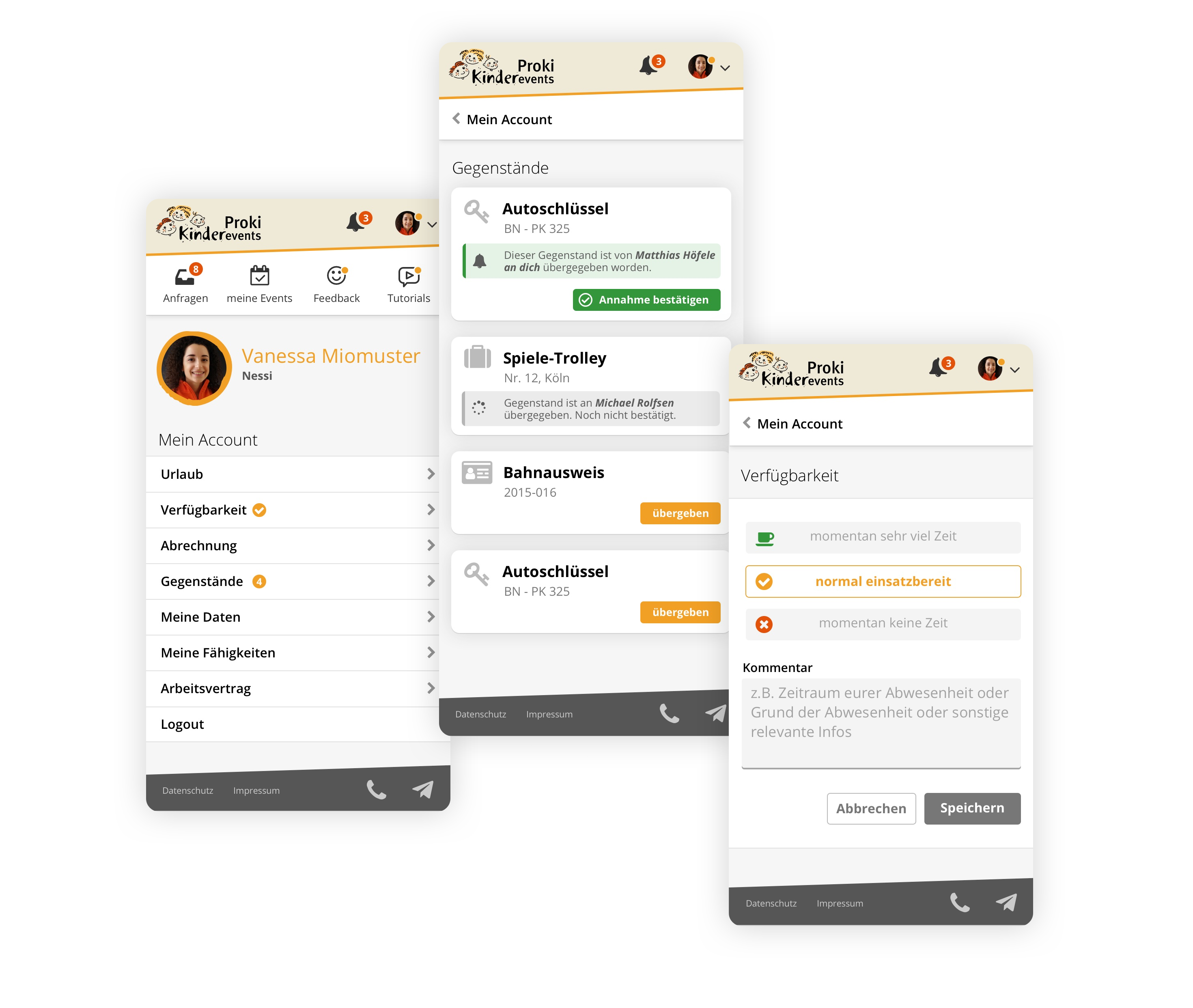 Proki UI Design screens mobile