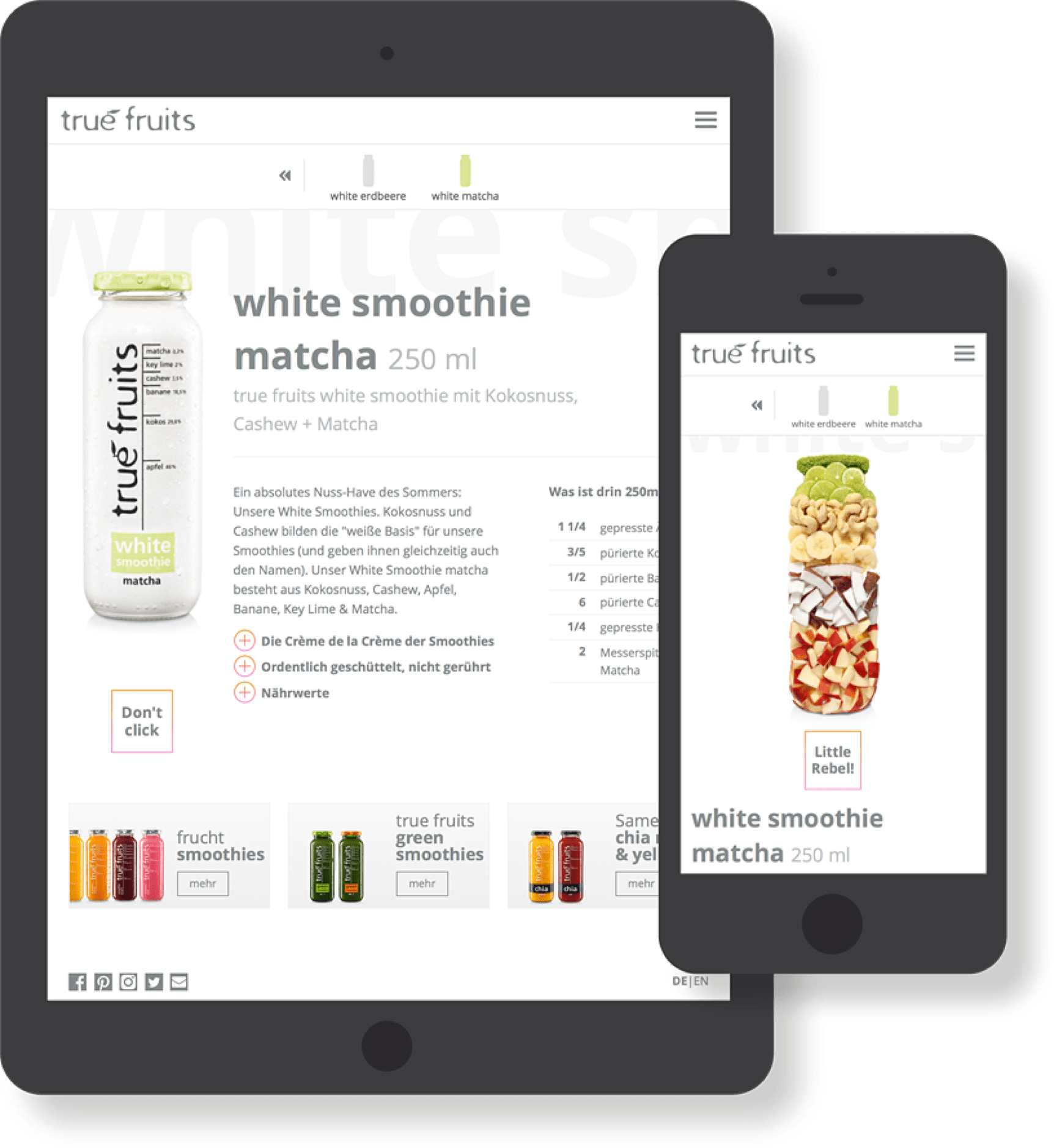 true fruits Webdesign auf mobile devices