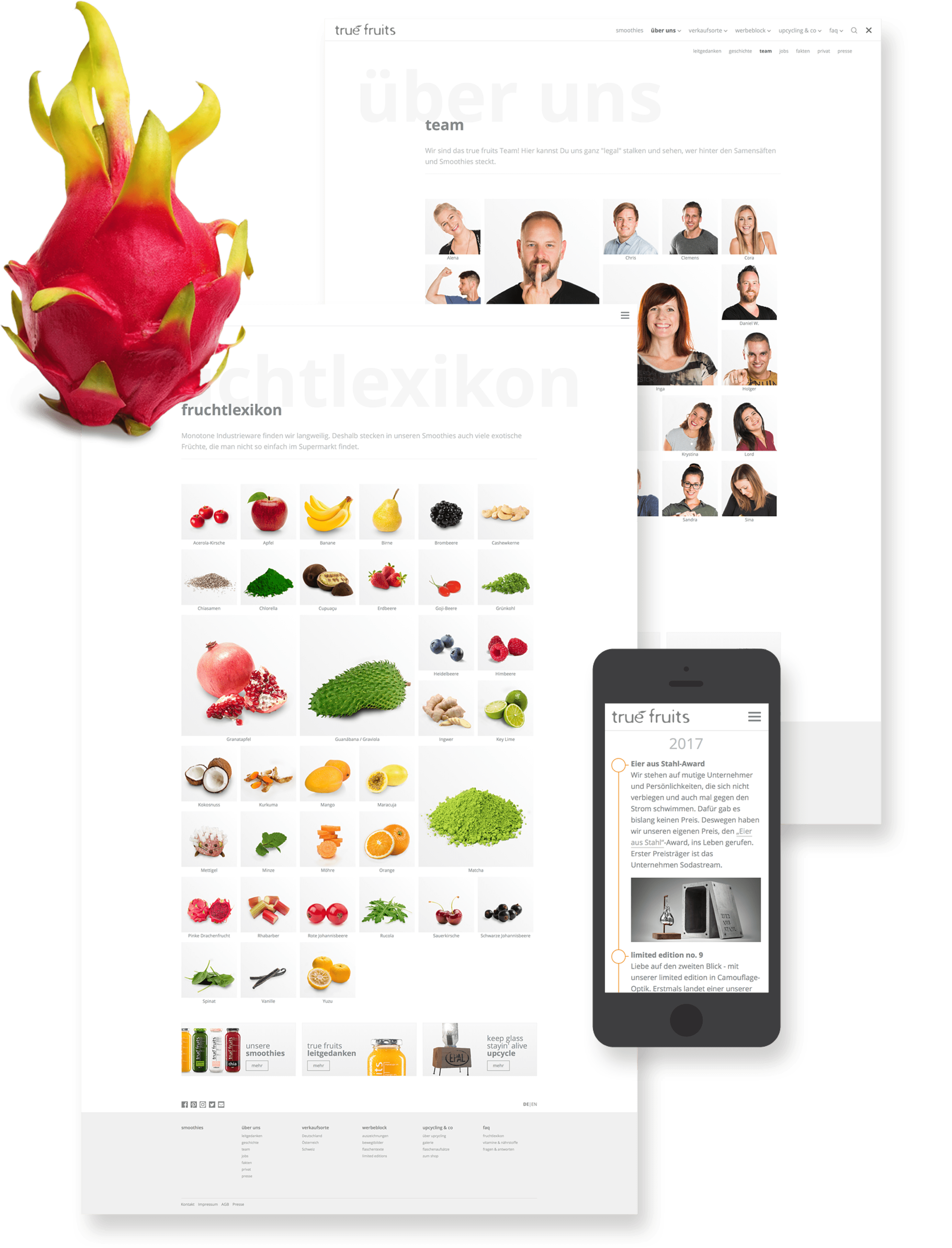true fruits Webdesign auf Desktop und iPhone