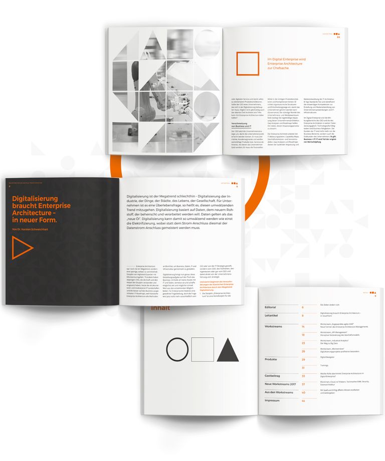 CBA-Lab Corporate Design Doppelseiten aus Infobroschüre.