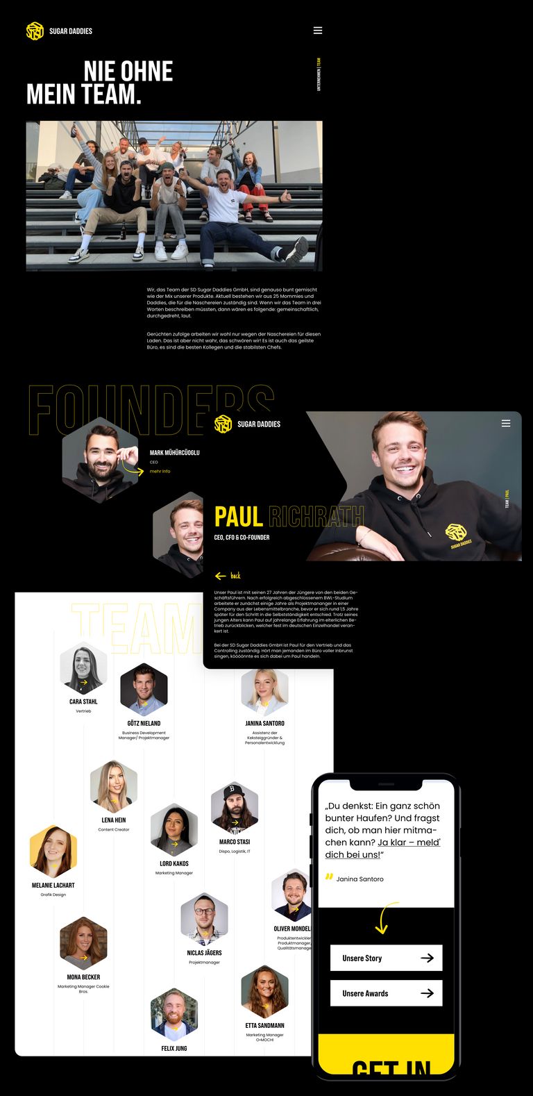 SD Sugar Daddies Webdesign – Darstellung Team desktop und mobile