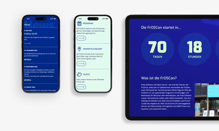 FrOSCon Webdesign – Detailansichten Website iPad/iPhone