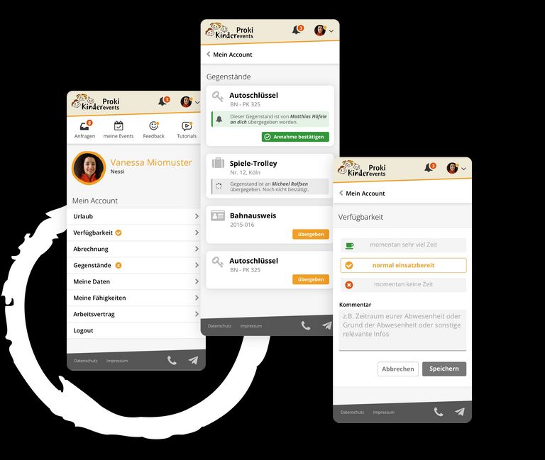 Proki UI Design screens mobile