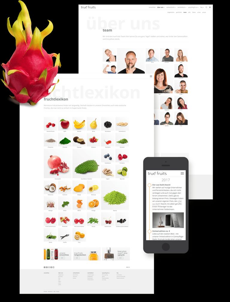 true fruits Webdesign auf Desktop und iPhone