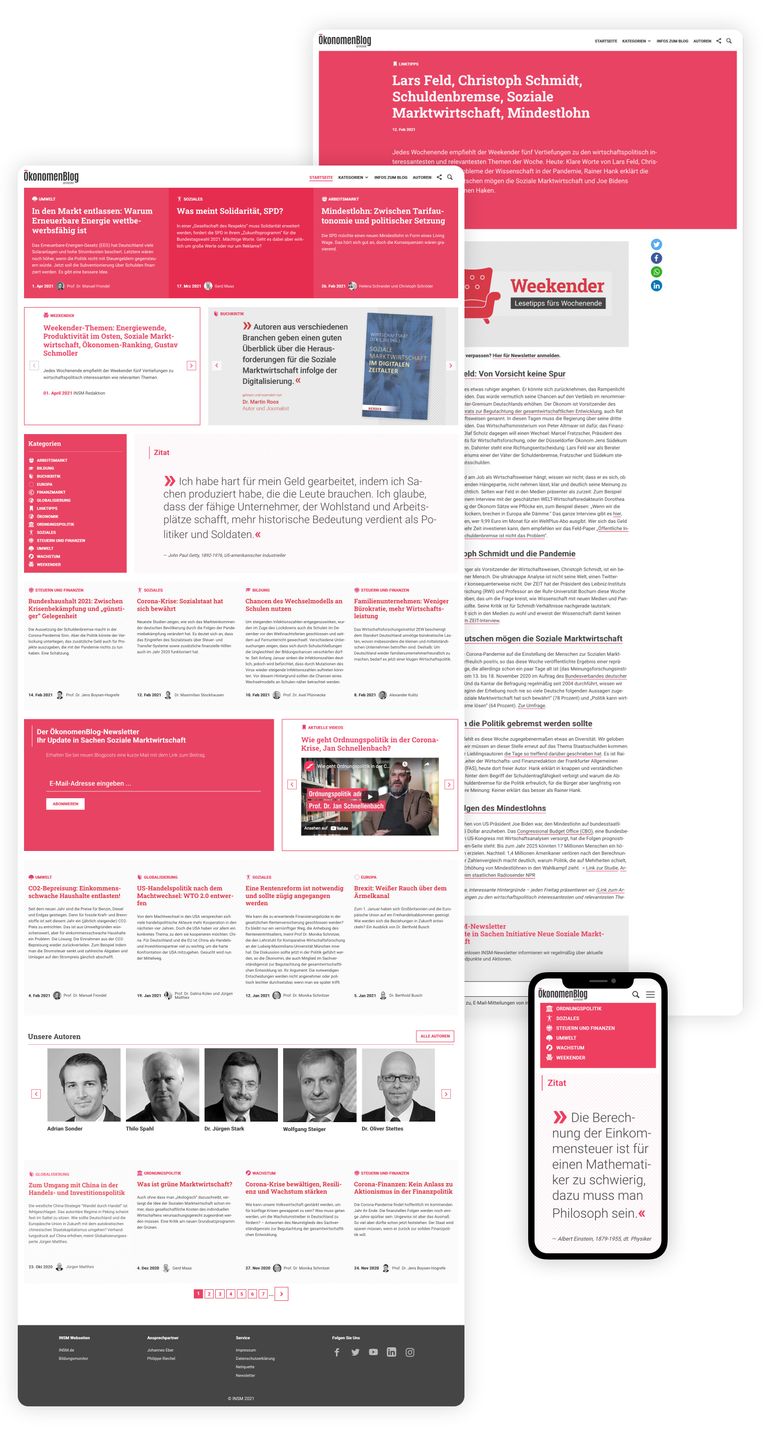 Webdesign INSM Berlin – Ökonomenblog Ansicht Desktop