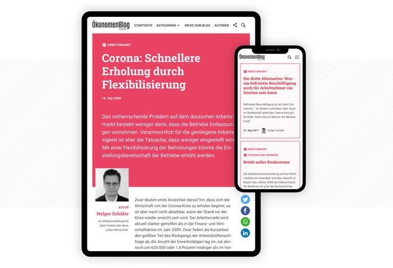 Webdesign INSM Berlin – Ökonomenblog Ansicht responsive