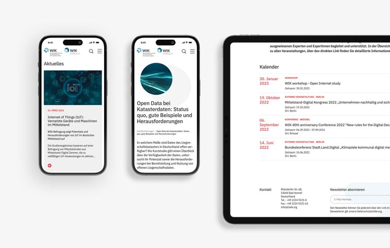 Webdesign WIK Collage aus iPad- und iPhone-Ansichten
